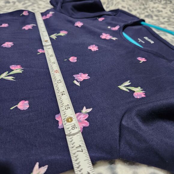 Blair Women Tunic Top Size Small Navy Blue Floral Stretch - Picture 4 of 10